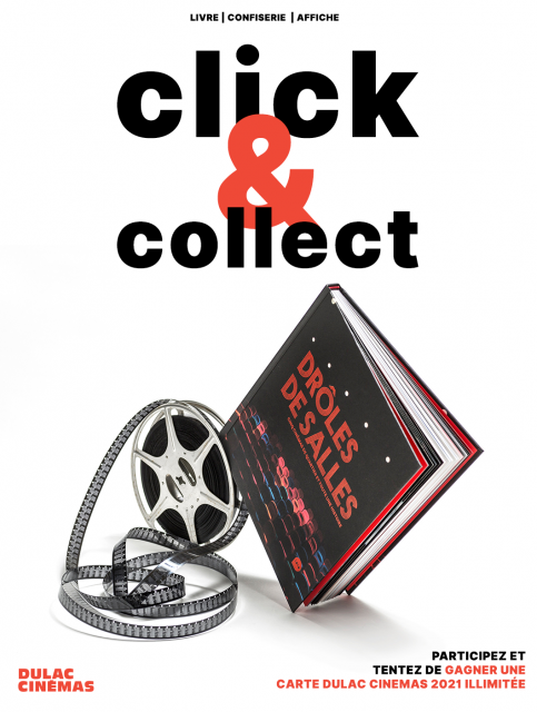 SOUTENEZ VOTRE CINÉMA DE QUARTIER AVEC LE CLICK AND COLLECT ⭐ Qu'est ce que le Click and Collect ? C'est un moyen très simple qui vous permet de commander de la confiserie en ligne (Pop-corn, Coca-Cola, M&M's, bonbons...) ainsi que le livre qui raconte toute l'histoire de vos cinémas : Drôles de salles ! Tout en profitant d'un prix spécial confinement ! Une fois la commande passée par mail (passy@dulaccinemas.com) il suffit de venir retirer vos achats sur place ! * Pourquoi utiliser le Click and colle