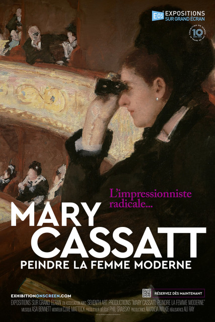 Affiche du film, une peinture de Mary Cassatt représentant une femme observant quelque chose hors cadre avec des jumelles dans ce qui semble être une salle d'opéra.