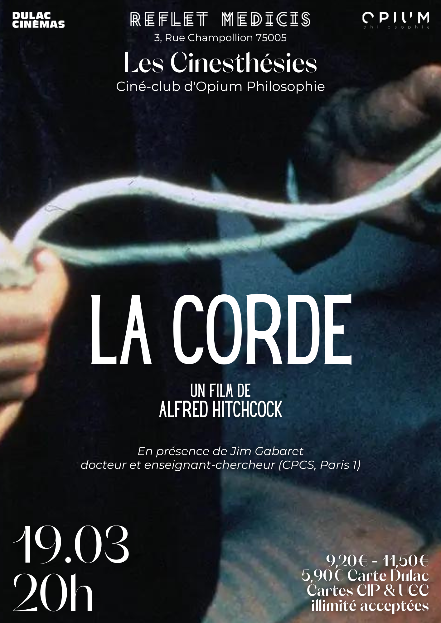 LES CINESTHÉSIES D'OPIUM PHILOSOPHIE : La Corde de Alfred Hitchcock