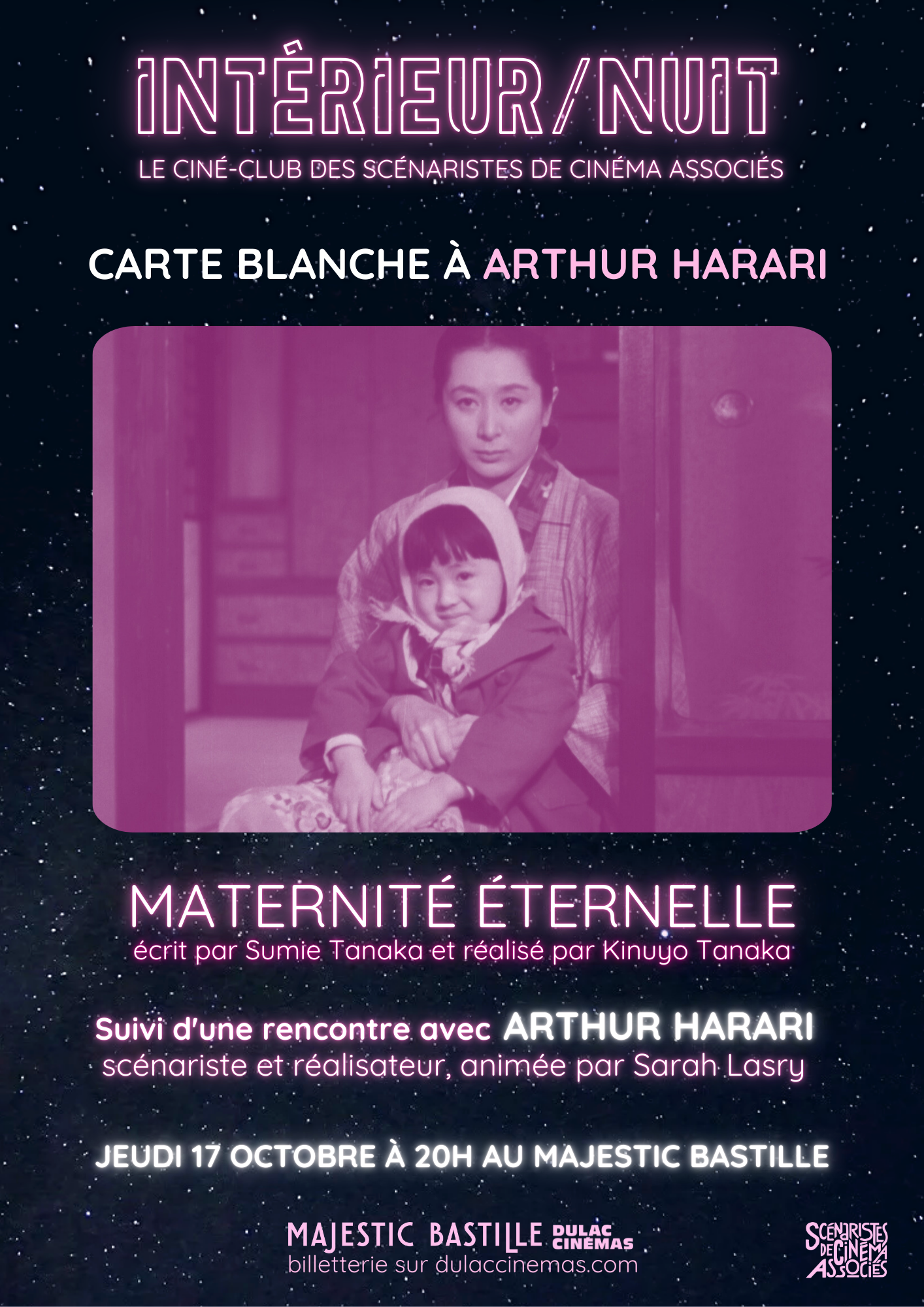 Intérieur/Nuit, Masterclass des scénaristes de cinéma associés : Carte blanche à Arthur Harari, en sa présence