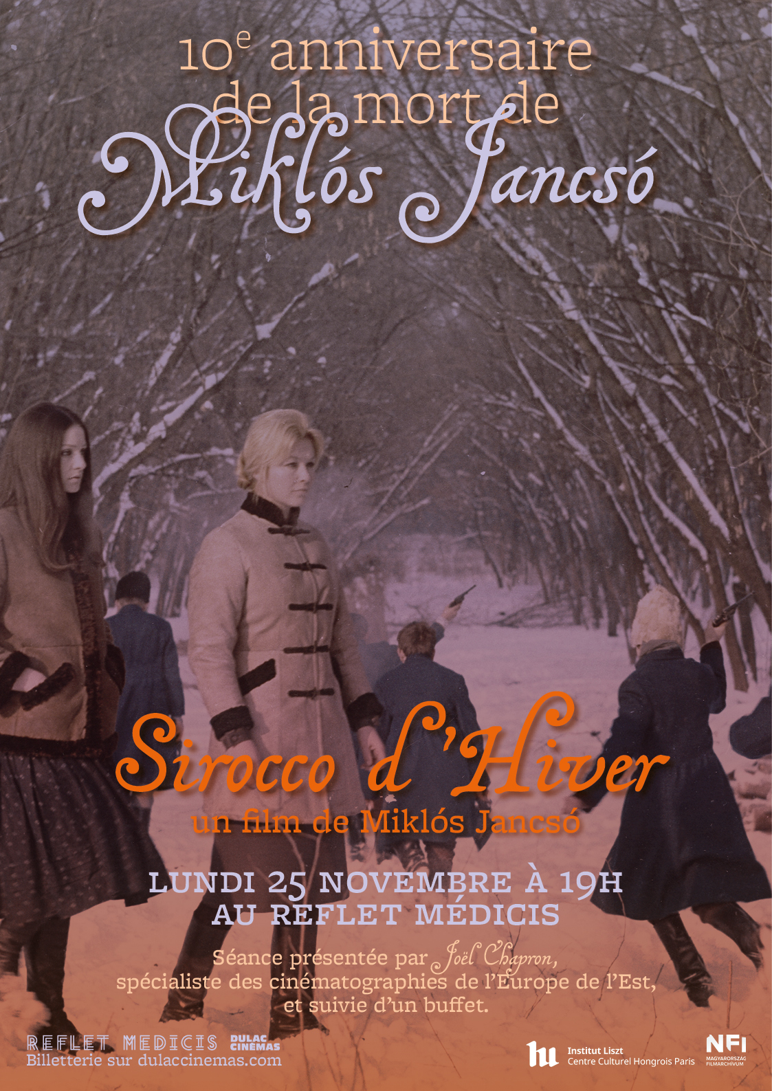 Affiche du 10e anniversaire de la mort de Miklós Jancsó - Sirocco d'Hiver