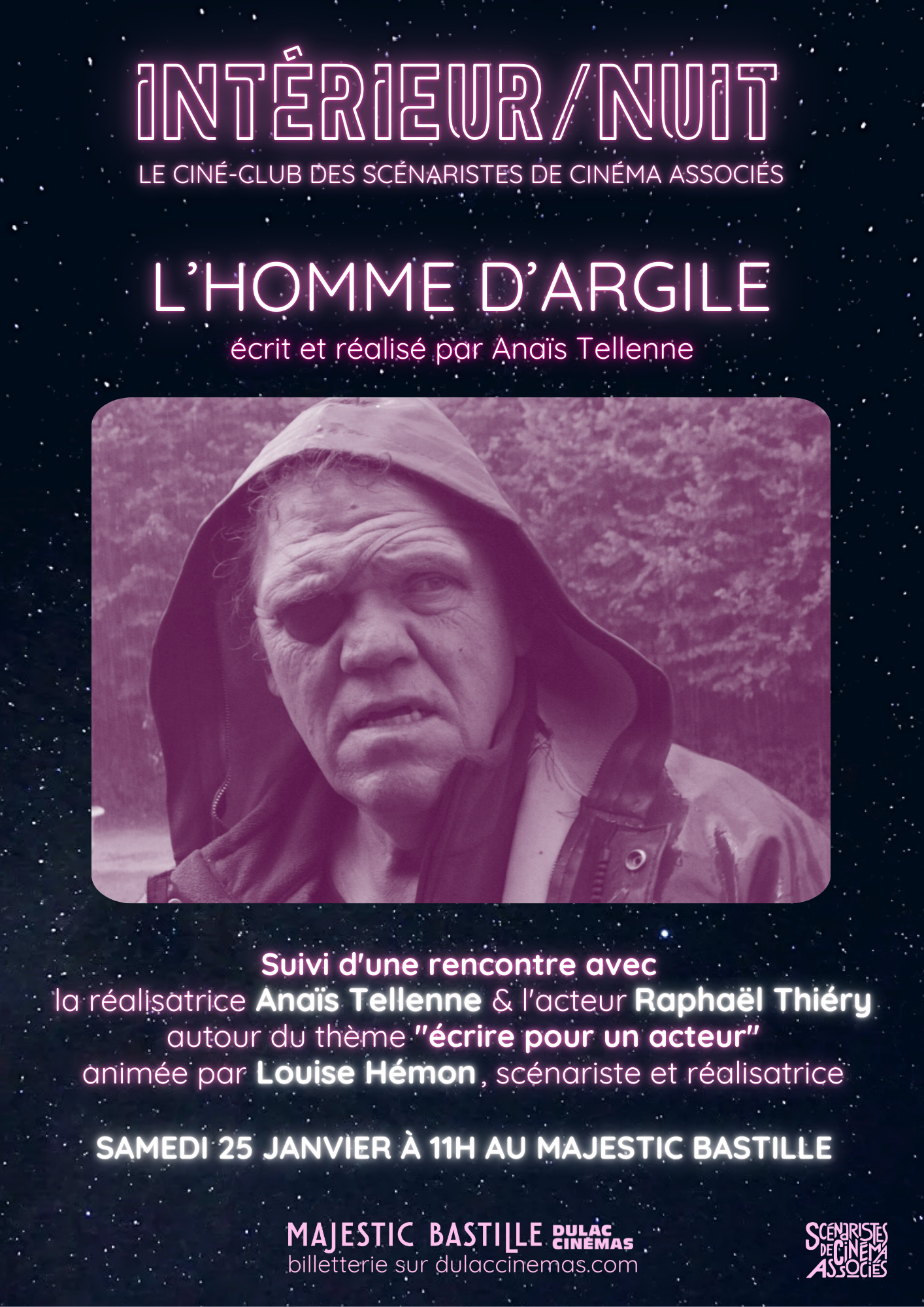 INTÉRIEUR / NUIT: L'HOMME D'ARGILE, projection et rencontre avec Anaïs Tellenne, Raphaël Thiéry et Louise Hémon