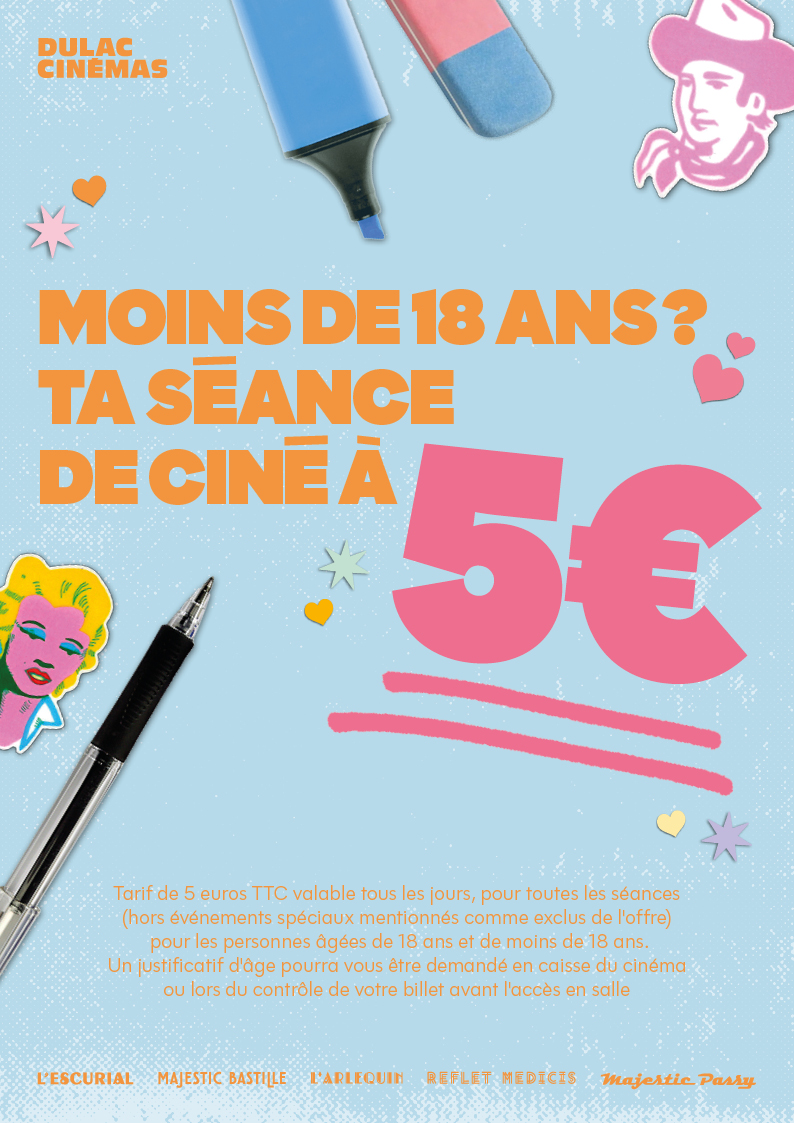 Affiche moins de 18 ans, séance de ciné à 5 euros