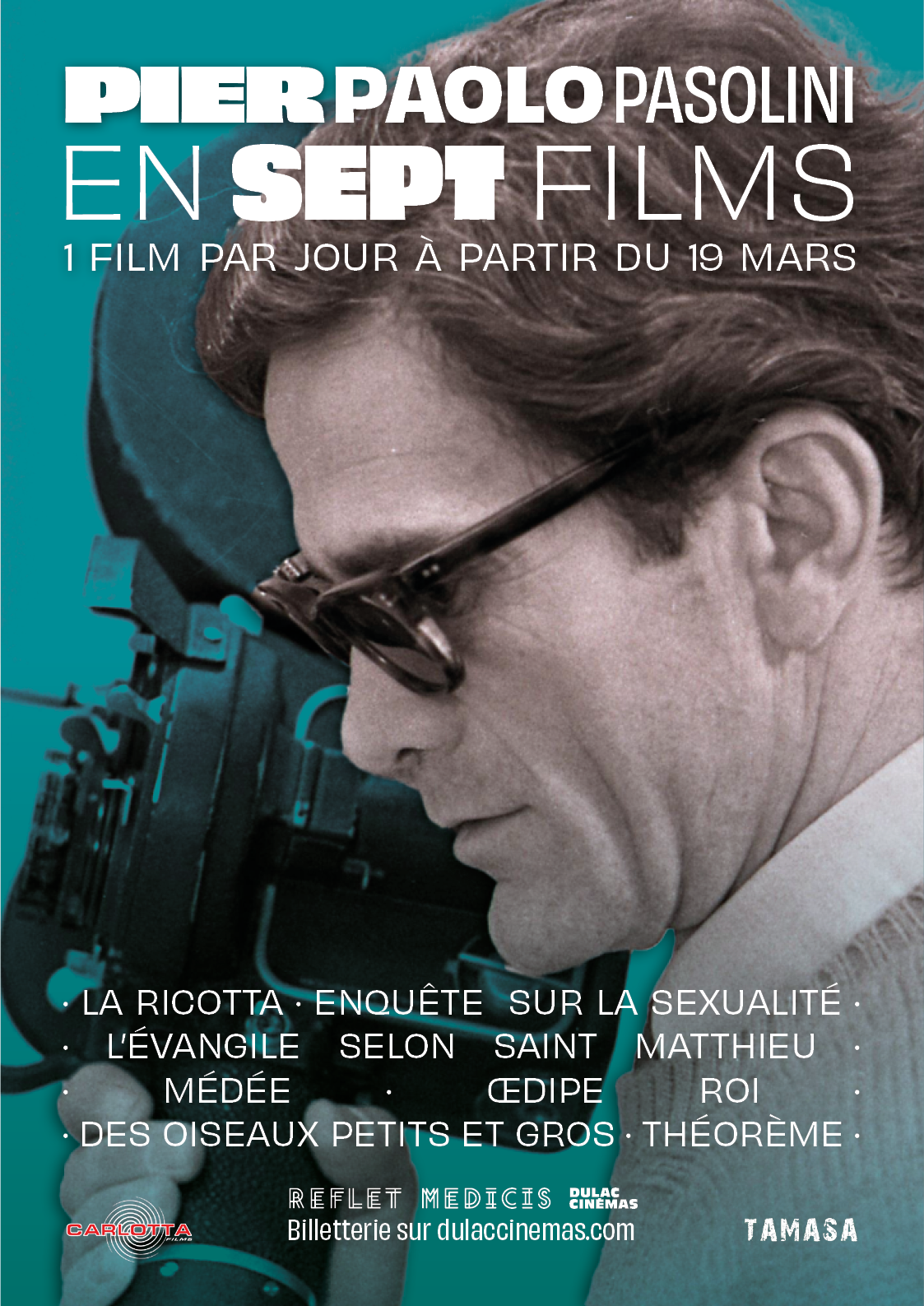 Affiche de la rétrospective Pier Paolo Pasolini en sept films