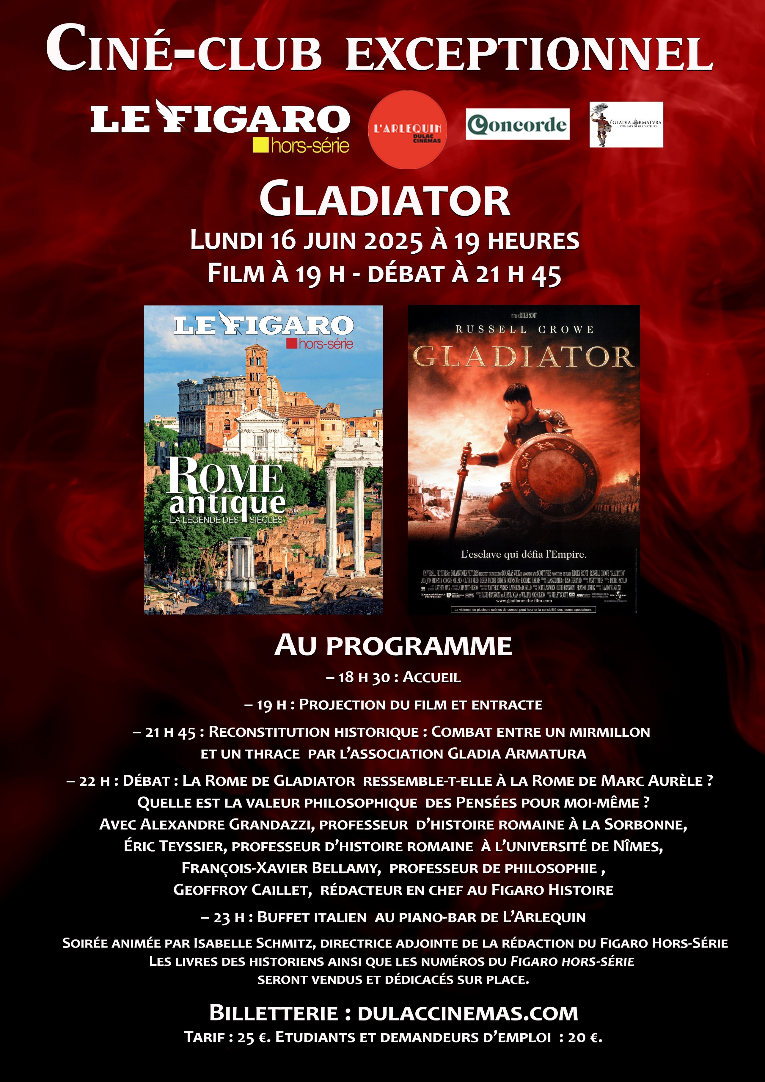 Ciné-club Le Figaro Histoire : GLADIATOR de Ridley Scott suivi d'un combat de gladiateurs, débat et buffet
