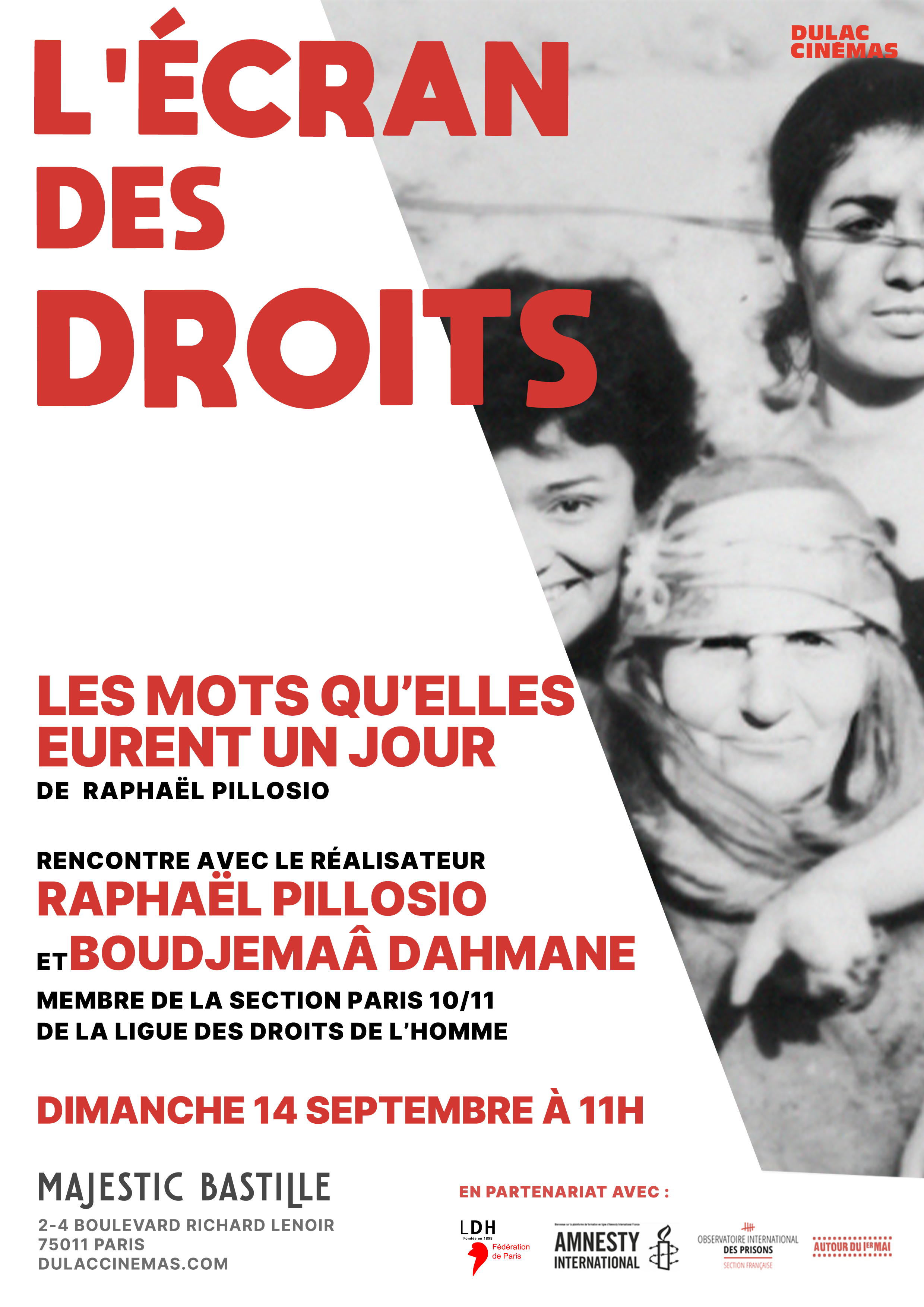 L'Écran des droits : Les Mots qu'elles eurent un jour de Raphaël Pillosio, suivie d'une rencontre avec le réalisateur
