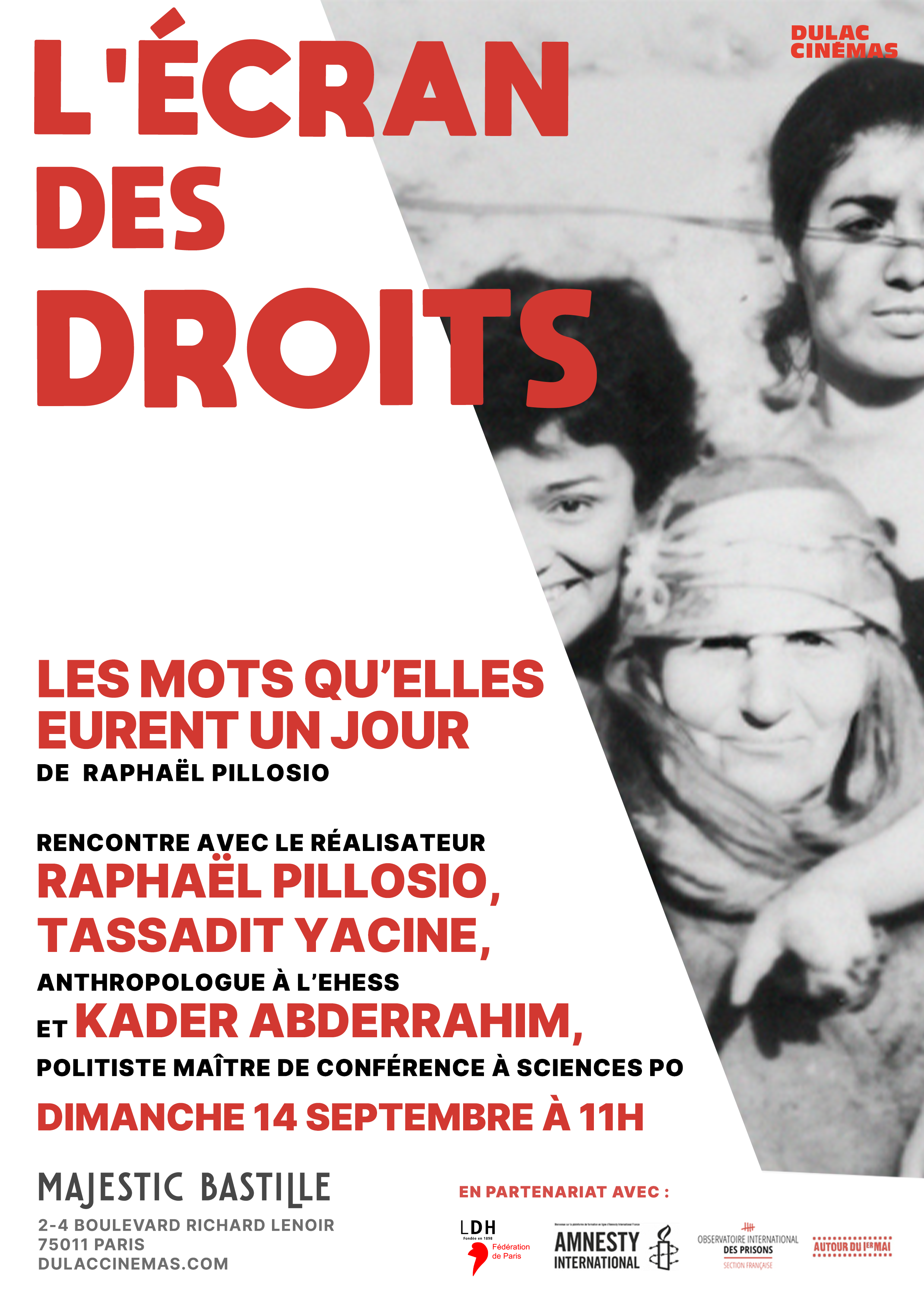 L'Écran des droits : Les Mots qu'elles eurent un jour de Raphaël Pillosio, suivie d'une rencontre avec le réalisateur