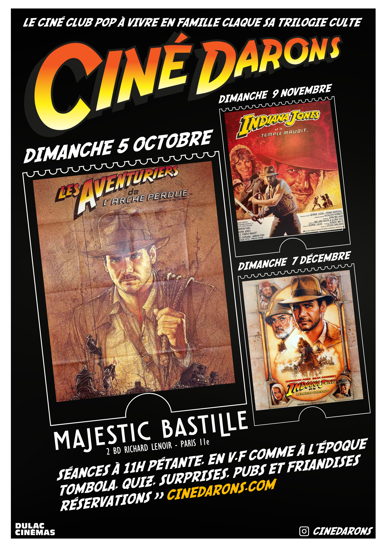 Ciné Darons, saison 4 :  INDIANA JONES débarque au Majestic Bastille