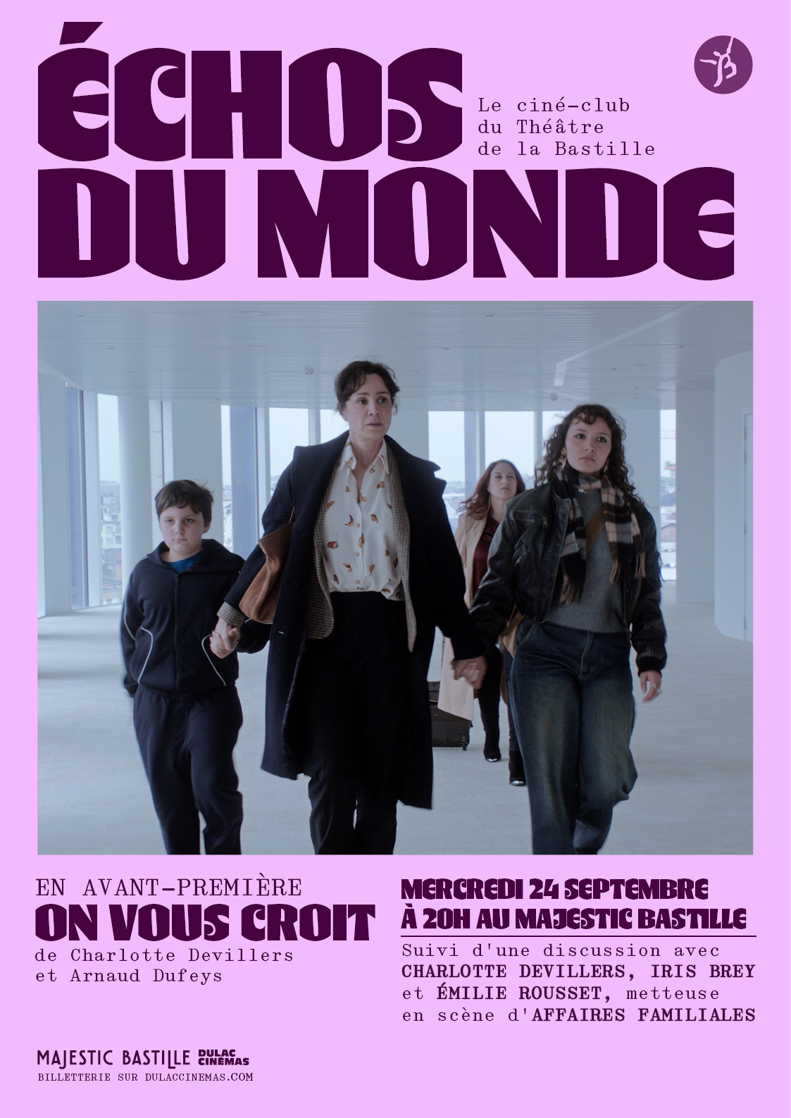 ÉCHOS DU MONDE #1 Le ciné-club du Théâtre de la Bastille : ON VOUS CROIT en présence de Charlotte Devillers, Iris Brey et Émilie Rousset