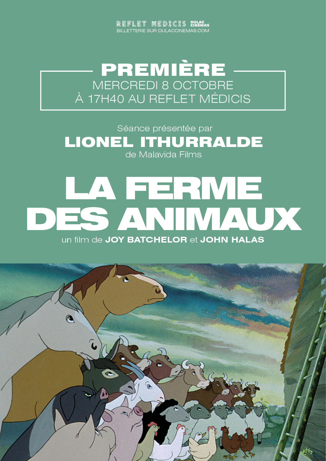 Affiche de la première de LA FERME DES ANIMAUX 