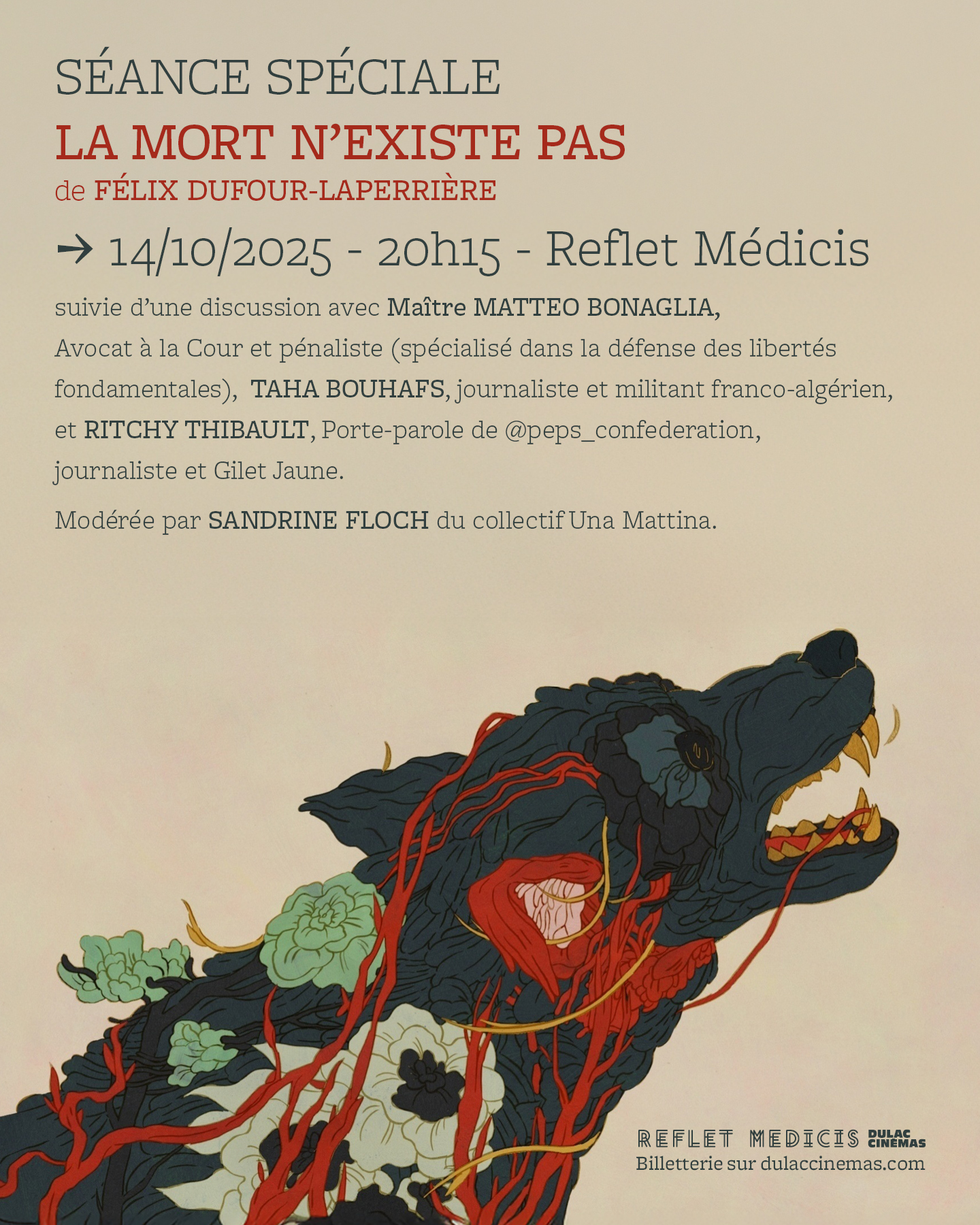 Séance spéciale : La Mort n'existe pas de Félix Dufour-Laperrière suivie d'une discussion avec Maître Matteo Bonaglia et Sandrine Floch du collectif Una Mattina