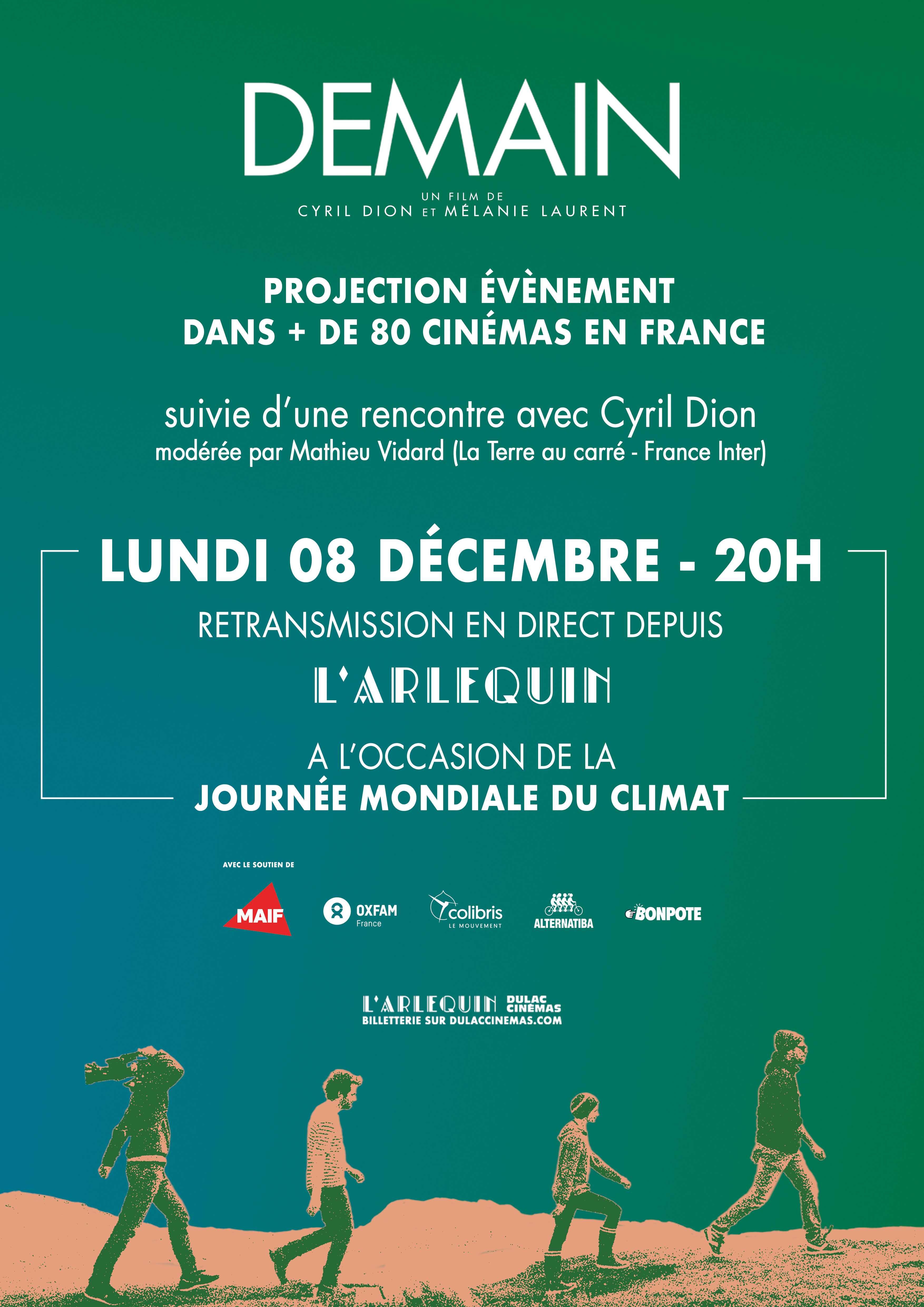 Projection événement DEMAIN de Cyril Dion et Mélanie Laurent suivie d'une rencontre avec Cyril Dion et Mathieu Vidard