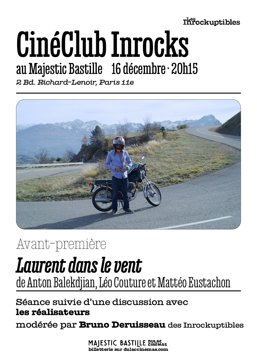CinéClub Inrocks : Laurent dans le vent de Anton Balekdjian, Léo Couture et Mattéo Eustachon suivie d'une discussion avec les réalisateurs