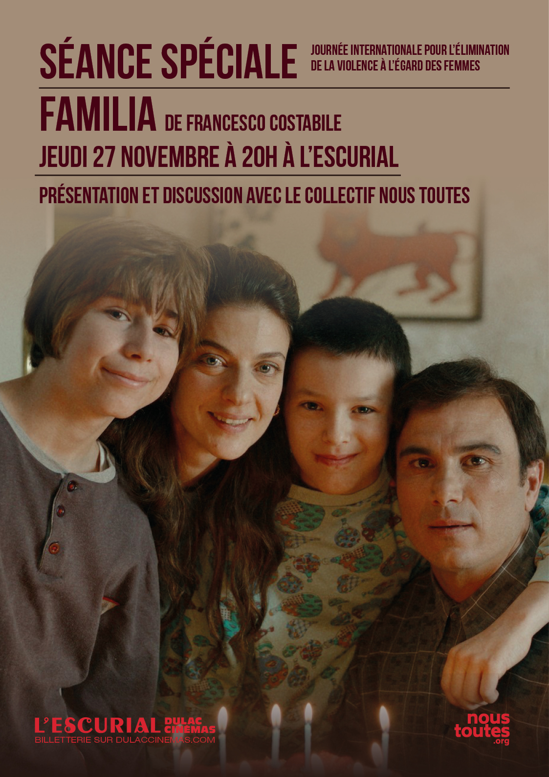 SÉANCE SPÉCIALE - Journée internationale pour l’élimination de la violence à l’égard des femmes : FAMILIA de Francesco Costabile avec le Collectif Nous Toutes