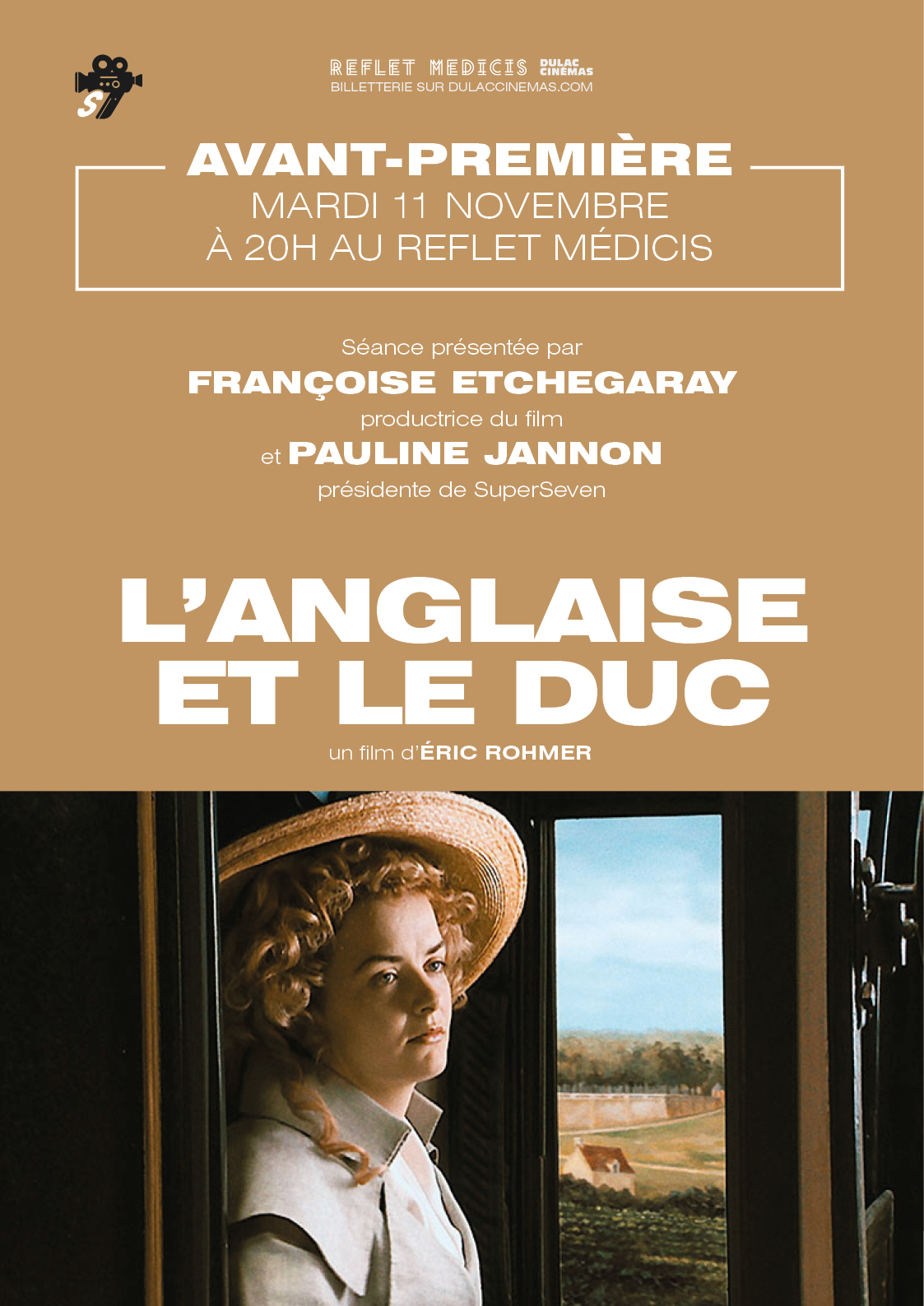 Avant-première : L'ANGLAISE ET LE DUC d'Éric Rohmer, en présence de Diane Baratier, chef-opératrice d'Éric Rohmer et Françoise Etchegaray, productrice