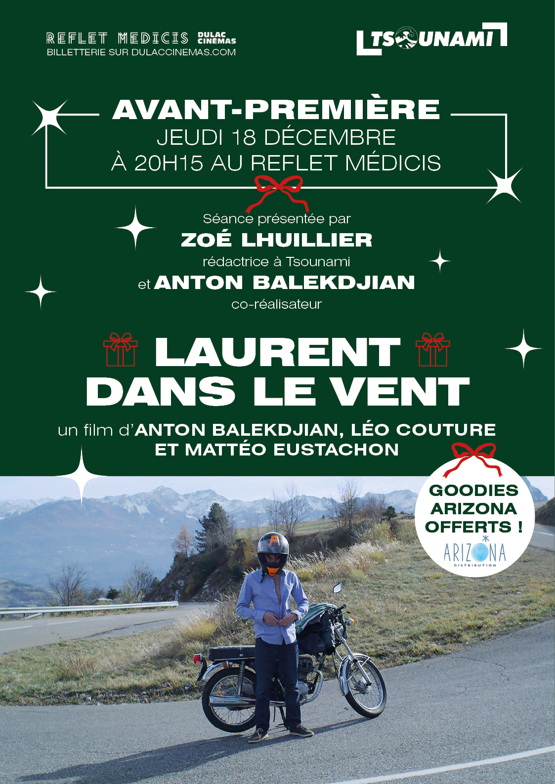 AVANT-PREMIÈRE : LAURENT DANS LE VENT d'Anton Balekdjian, Léo Couture et Mattéo Eustachon, présenté par Zoé Lhuillier, rédactrice à Tsounami + goodies d'Arizona Distribution offerts