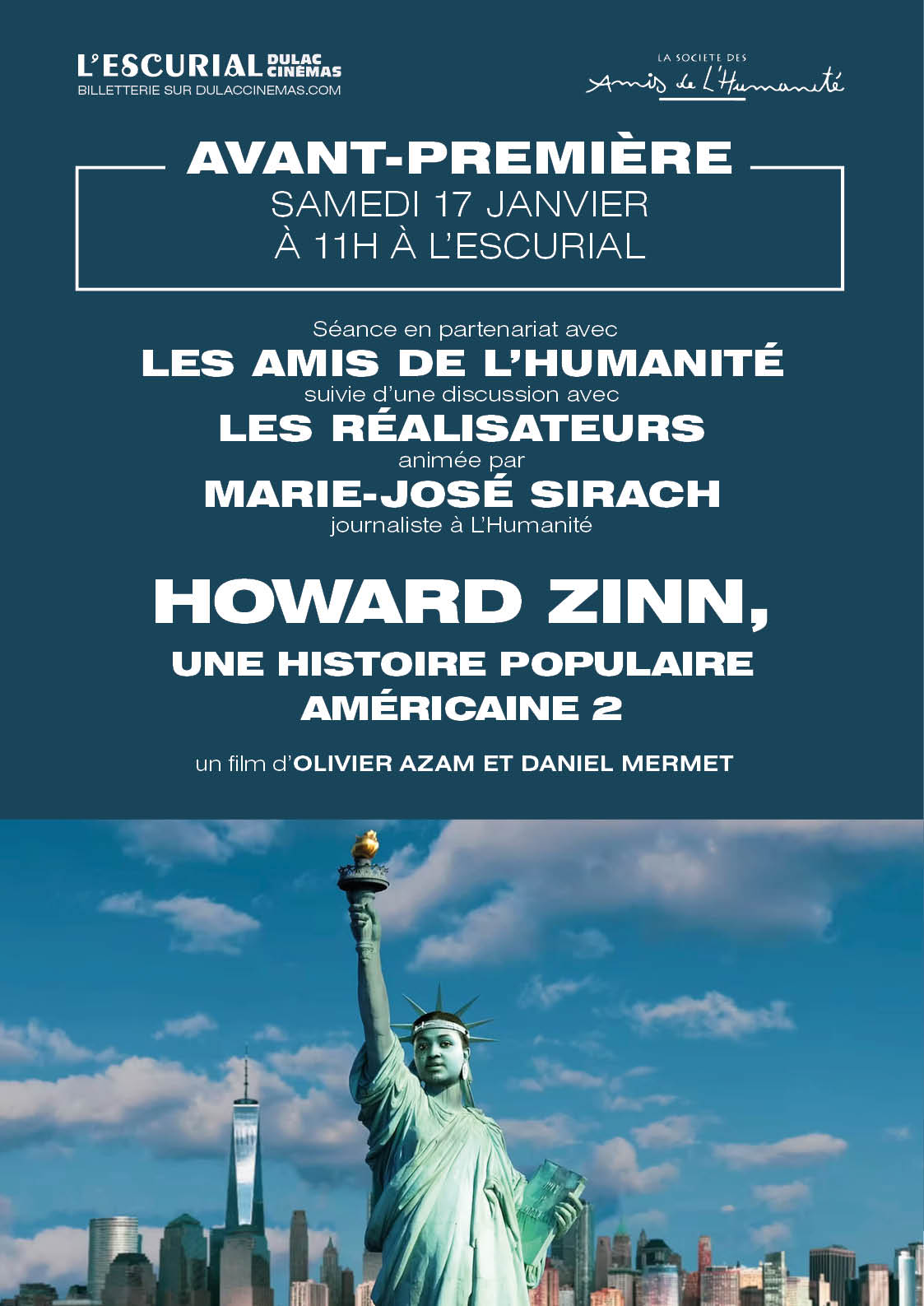 AVANT-PREMIÈRE AVEC LES AMIS DE L'HUMANITÉ : HOWARD ZINN, UNE HISTOIRE POPULAIRE AMÉRICAINE 2 d'Olivier Azam et Daniel Mermet