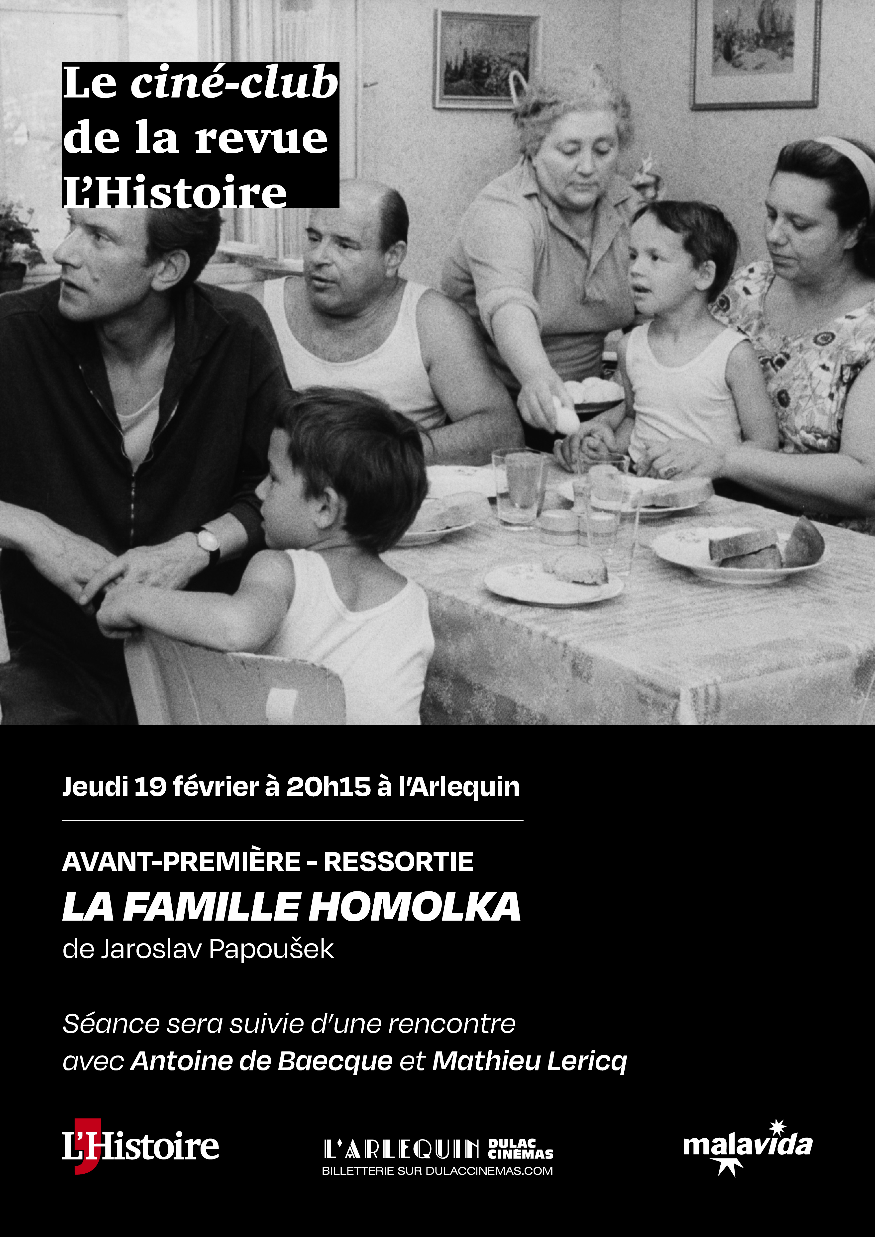 AVANT-PREMIÈRE - RESSORTIE - Le ciné-club de la revue L'Histoire : LA FAMILLE HOMOLKA de Jaroslav Papoušek, suivie d'une discussion avec Antoine de Baecque de la revue L'Histoire et Mathieu Lericq