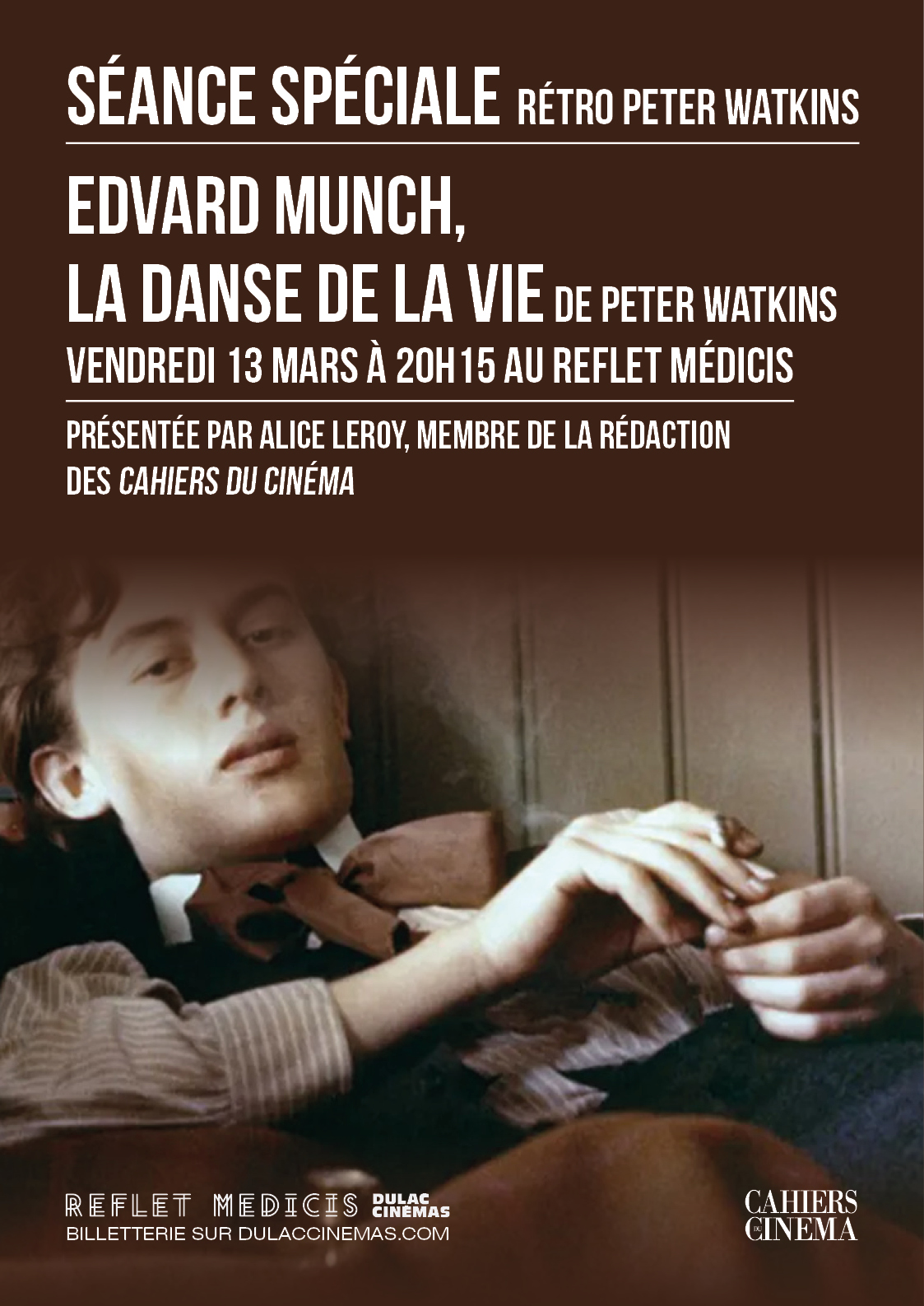 SÉANCE SPÉCIALE - rétro Peter Watkins : EDWARD MUNCH, LA DANSE DE LA VIE de Peter Watkins, présentée par Alice Leroy, membre de la rédaction des Cahiers du Cinéma