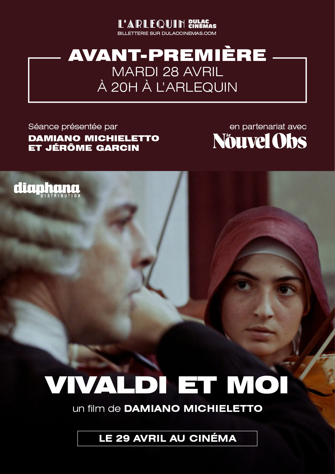 AVANT-PREMIÈRE NOUVEL OBS : VIVALDI ET MOI de Damiano Michieletto, séance précédée d'un échange avec le réalisateur et Jérôme Garcin 