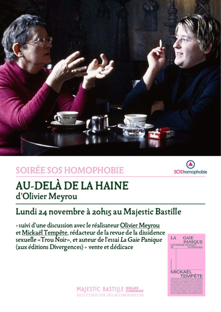 Soirée SOS Homophobie : Au -delà de la haine d'Olivier Meyrou, suivie d'une rencontre avec le réalisateur et l'auteur Mickaël Tempête