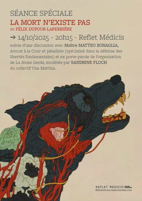 Affiche de la séance spéciale de La Mort n'existe pas, Loup, Fleurs