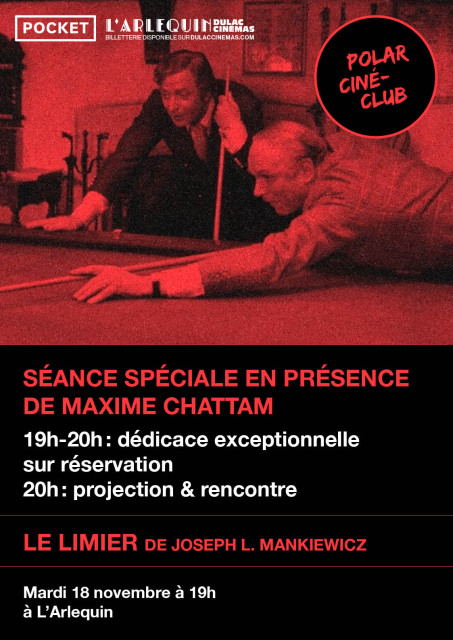 POLAR CINÉ-CLUB avec Pocket : LE LIMIER de Joseph L. Mankiewicz, présenté et suivi d'une discussion avec Maxime Chattam + dédicace exceptionnelle